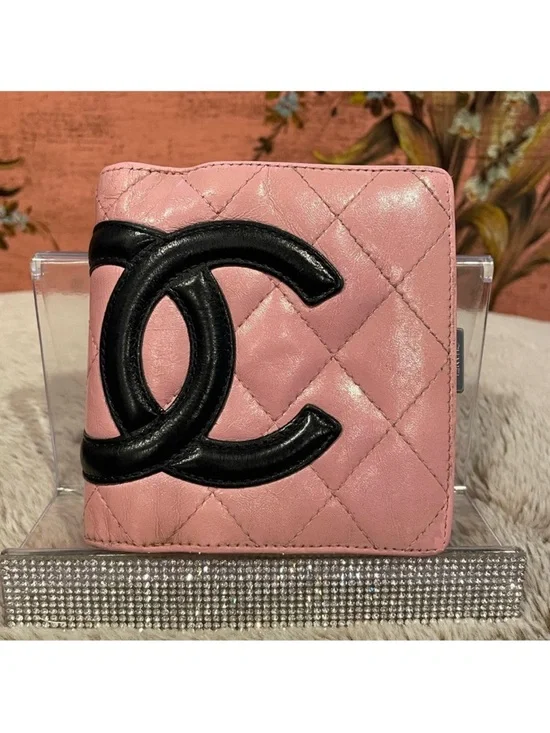 Chanel Cambon Pink Quilted Calfskin
Leather with Black Large CC Bi-fold Wallet - Picture 13 of 13